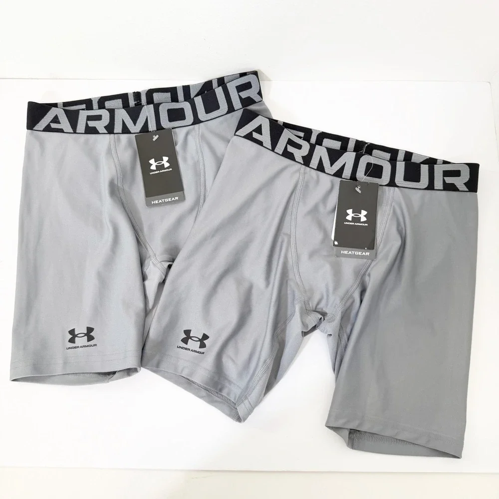 Under Armour Compression Shorts Boys Large YLG Gray HeatGear 2 Pack NWT